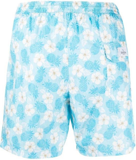 Barba Zwembroek met bloemenprint Blauw