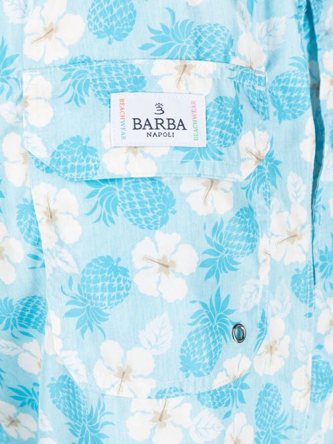Barba Zwembroek met bloemenprint Blauw