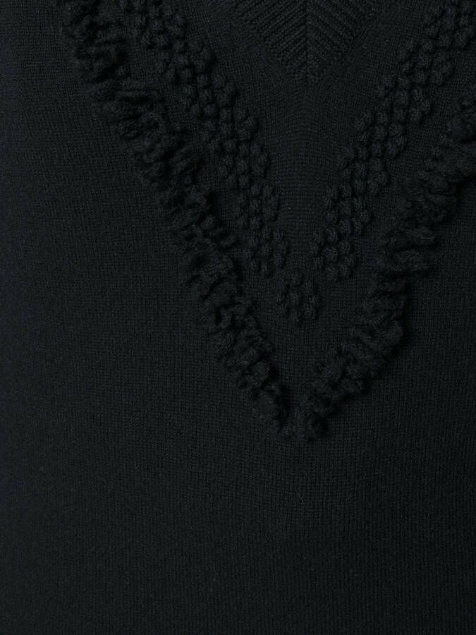 Barrie getextureerde trui met V-hals Zwart