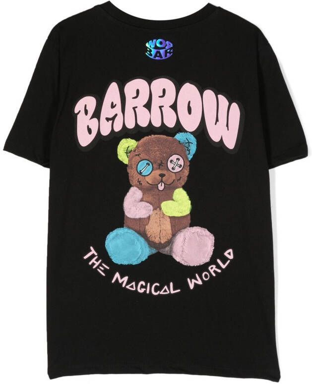 Barrow kids T-shirt met teddybeerprint Zwart