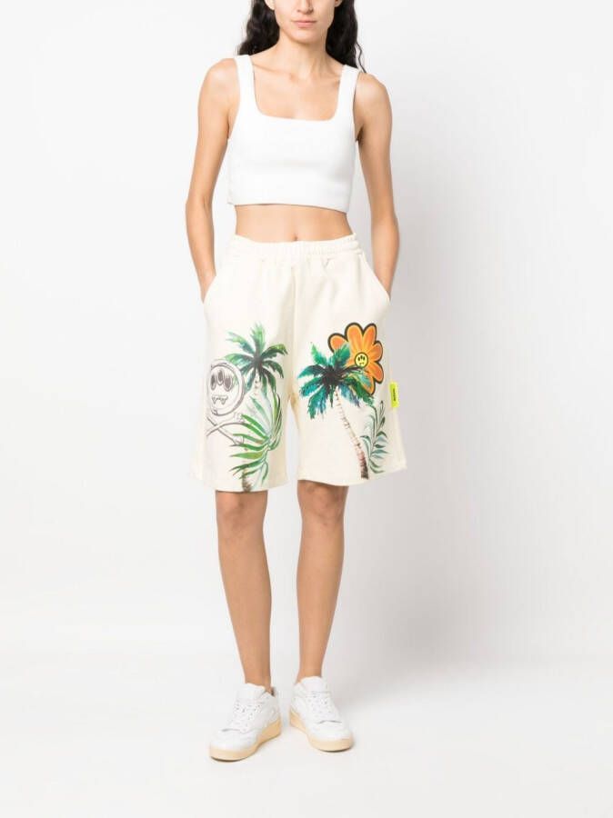 BARROW Shorts met palmboomprint Beige
