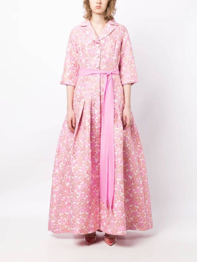 Baruni Loretta avondjurk met bloemenprint Roze