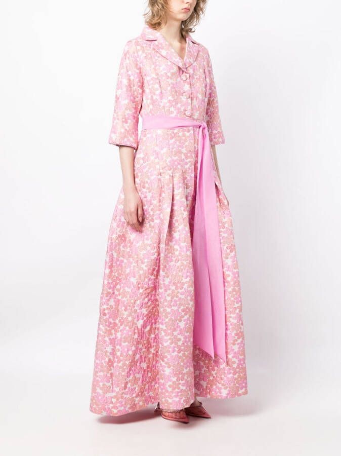 Baruni Loretta avondjurk met bloemenprint Roze