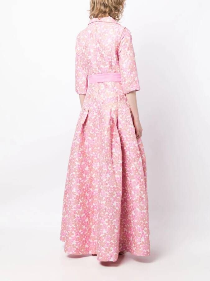 Baruni Loretta avondjurk met bloemenprint Roze
