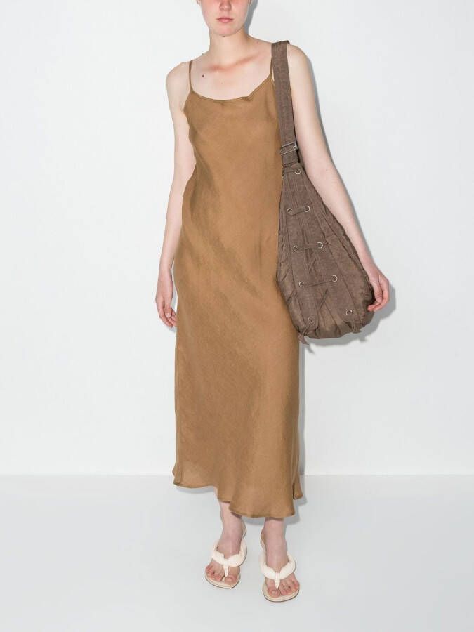 Baserange Mouwloze midi-jurk Bruin