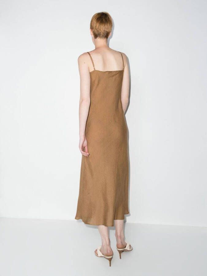 Baserange Mouwloze midi-jurk Bruin