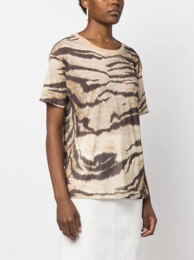 Baserange T-shirt met tijgerprint Bruin