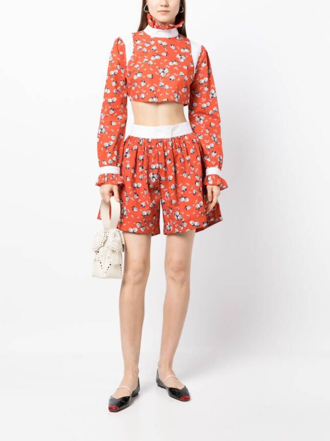 Batsheva Top met bloemenprint Rood