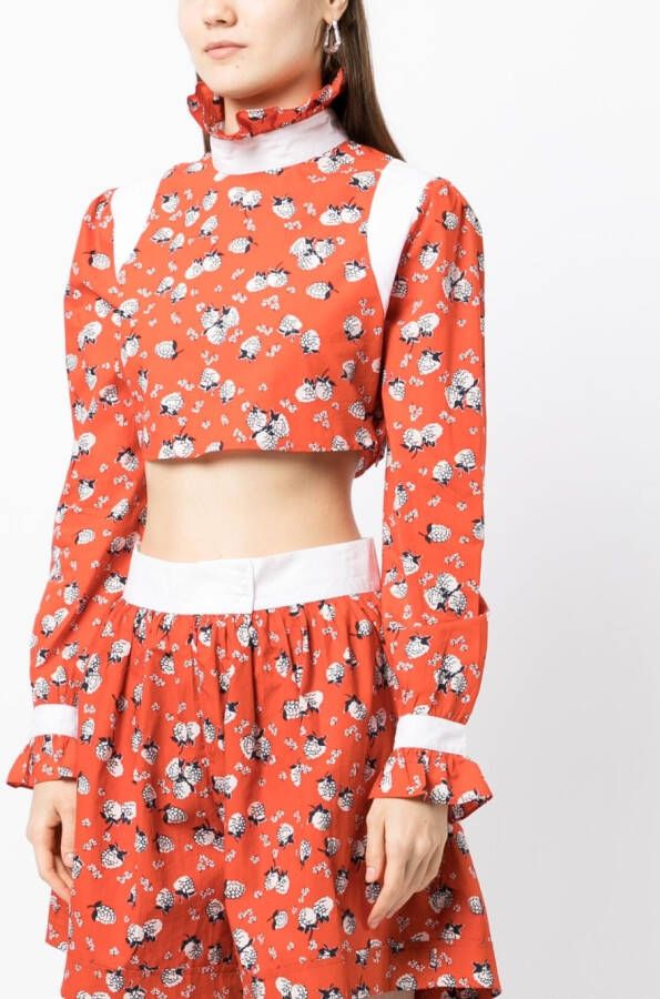 Batsheva Top met bloemenprint Rood