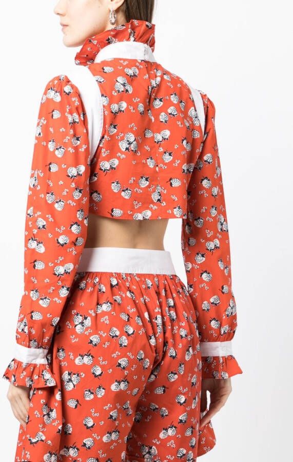 Batsheva Top met bloemenprint Rood