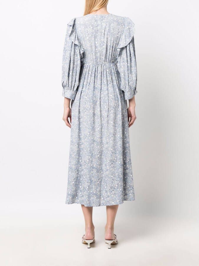 Baum Und Pferdgarten Midi-jurk met bloemenprint Blauw