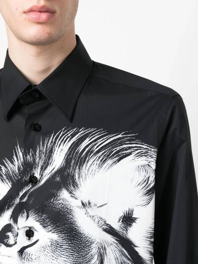 Billionaire Overhemd met leeuw-print Zwart