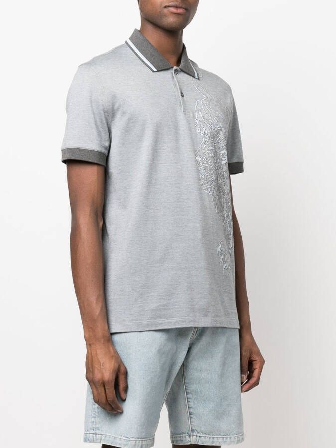 Billionaire Poloshirt met leeuwprint Grijs