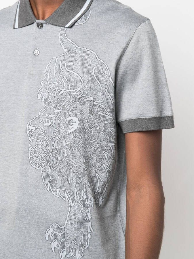 Billionaire Poloshirt met leeuwprint Grijs