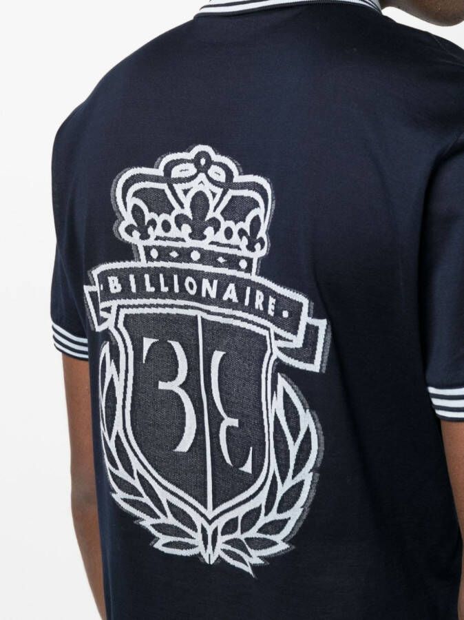 Billionaire Poloshirt met logo jacquard Blauw