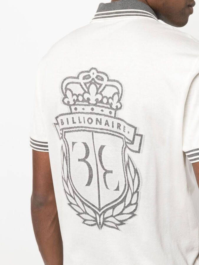 Billionaire Poloshirt met logo jacquard Wit