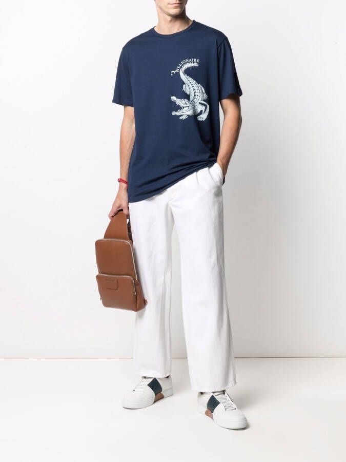 Billionaire T-shirt met krokodillenprint Blauw