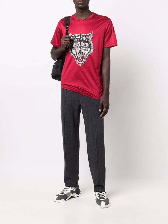 Billionaire T-shirt met wolfprint Rood
