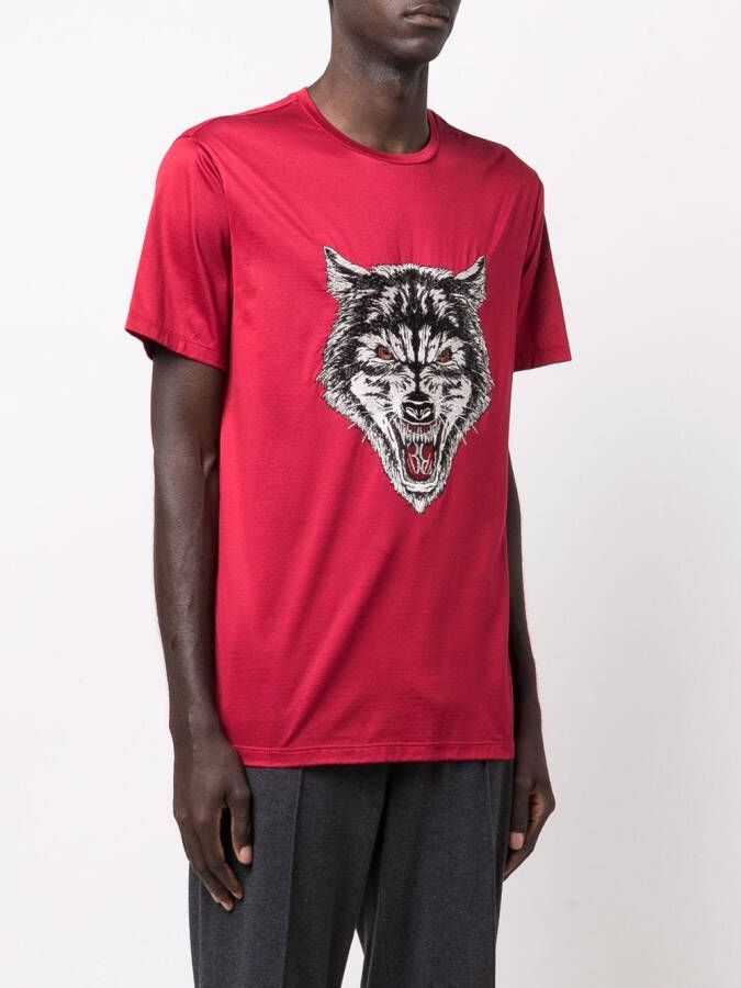 Billionaire T-shirt met wolfprint Rood