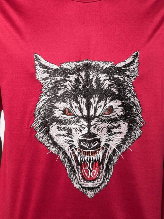 Billionaire T-shirt met wolfprint Rood