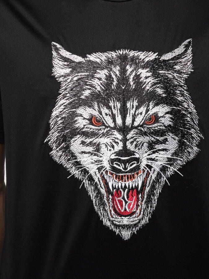 Billionaire T-shirt met wolfprint Zwart