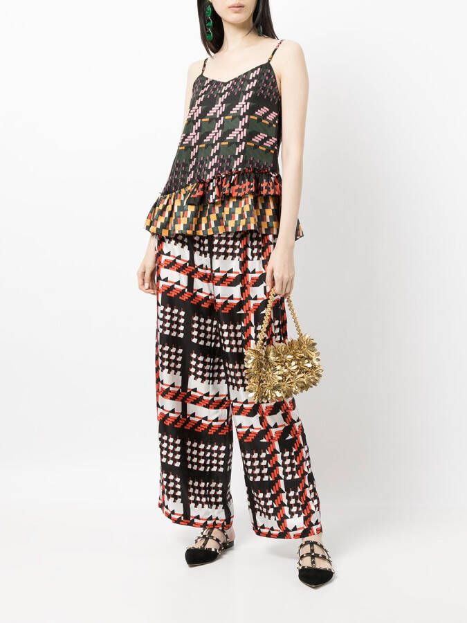 Biyan Broek met wijde pijpen Zwart