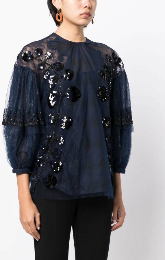 Biyan Blouse met pailletten Blauw