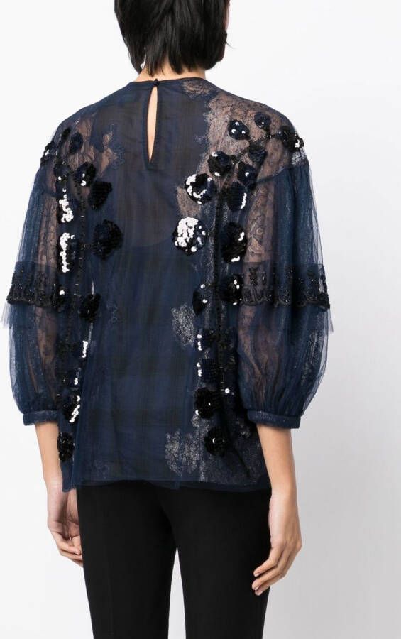 Biyan Blouse met pailletten Blauw