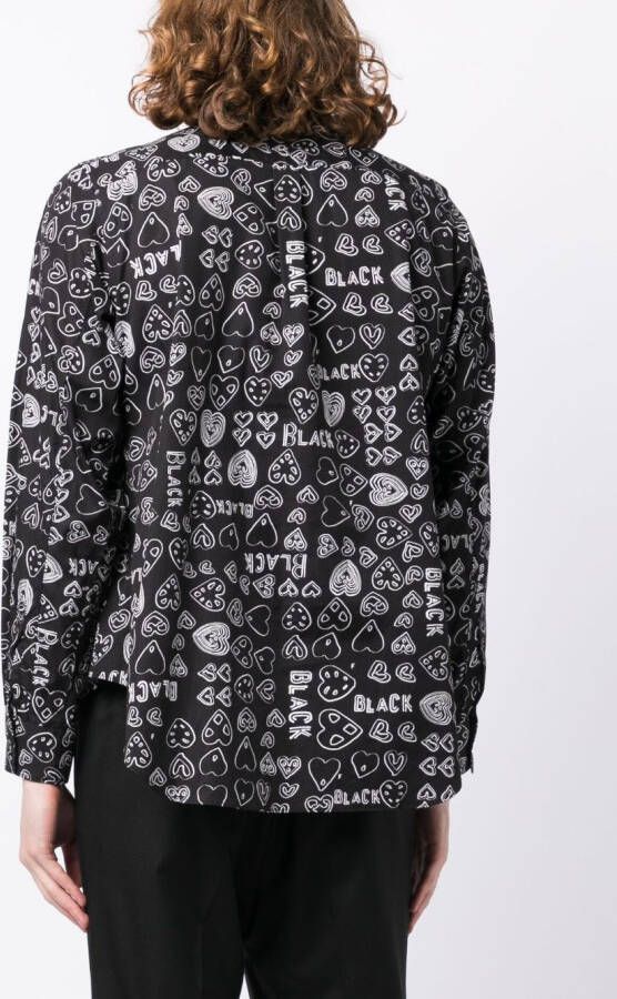 Black Comme Des Garçons Overhemd met hartprint Zwart