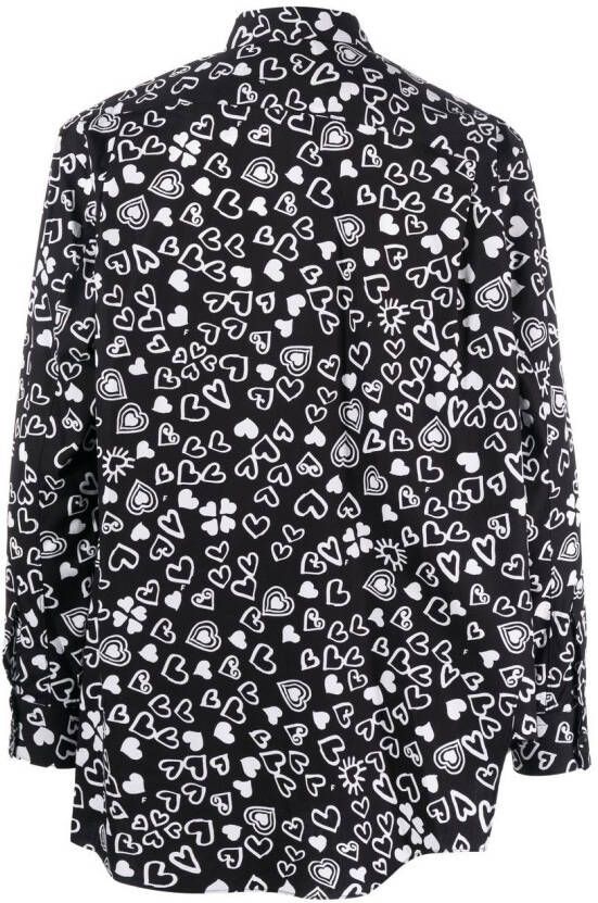Black Comme Des Garçons Overhemd met hartprint Zwart