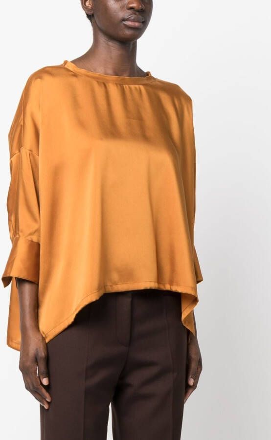 Blanca Vita Asymmetrische blouse Bruin