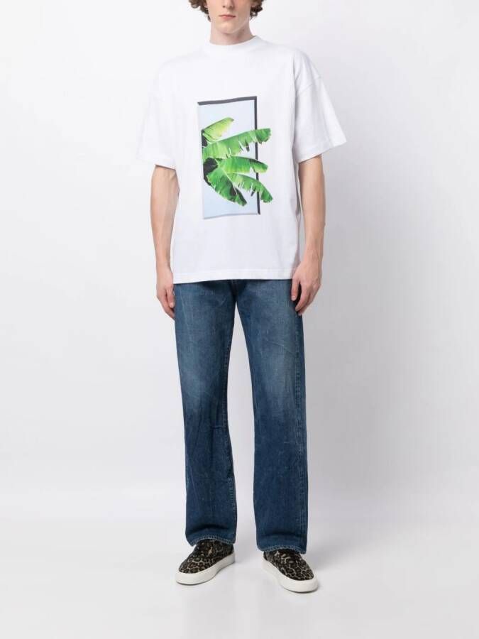 BLUE SKY INN T-shirt met bladprint Wit