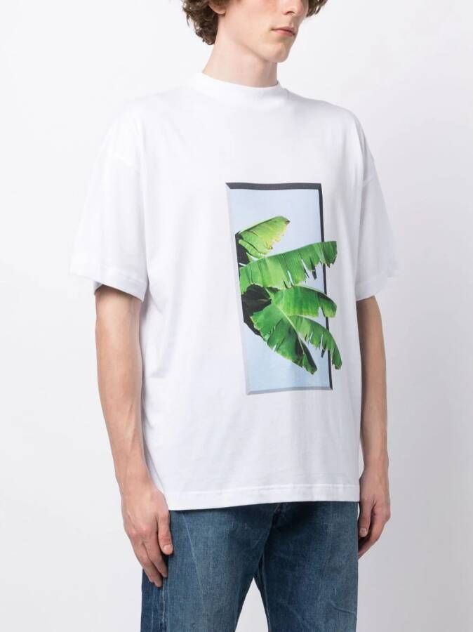 BLUE SKY INN T-shirt met bladprint Wit