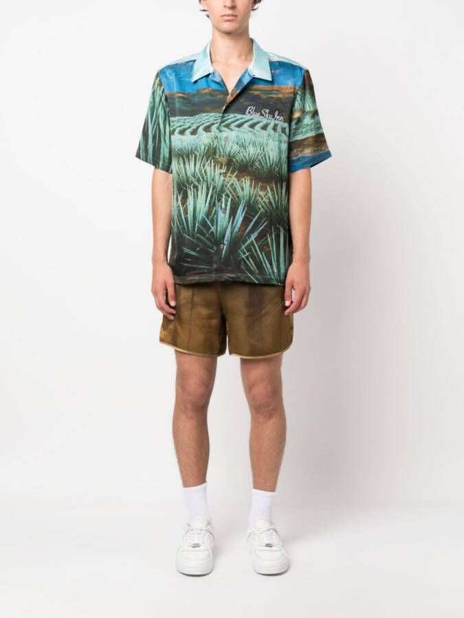 BLUE SKY INN Shorts met palmboomprint Bruin