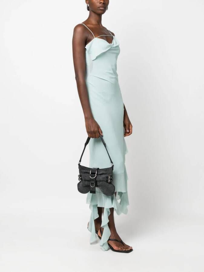Blumarine Butterfly leren schoudertas Grijs