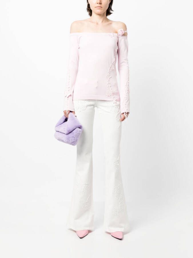 Blumarine Top met bloemenpatch Roze