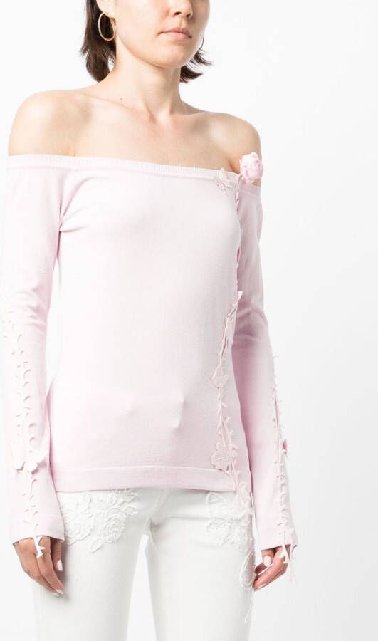 Blumarine Top met bloemenpatch Roze