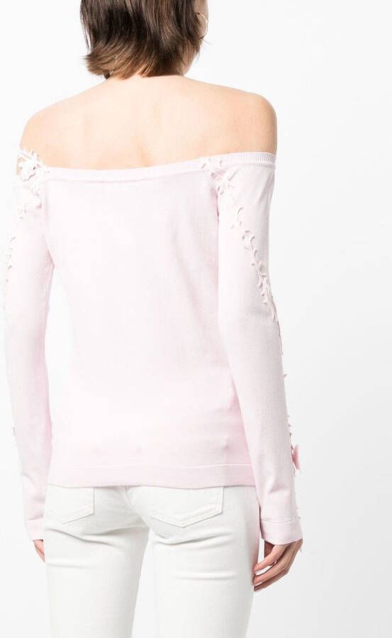Blumarine Top met bloemenpatch Roze