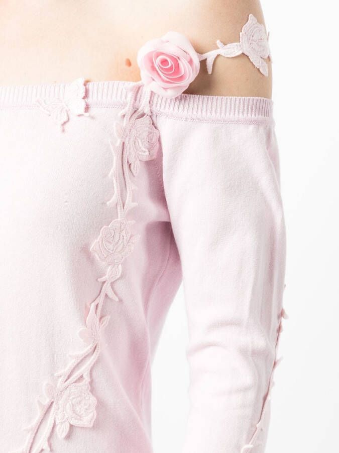 Blumarine Top met bloemenpatch Roze