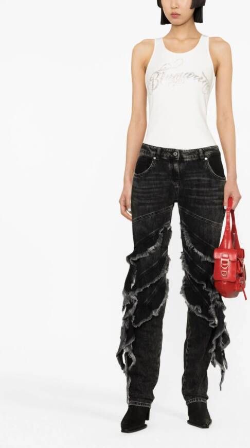 Blumarine Jeans met ruche detail Zwart