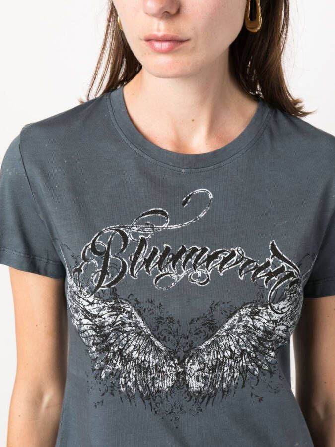 Blumarine T-shirt met logoprint Zwart