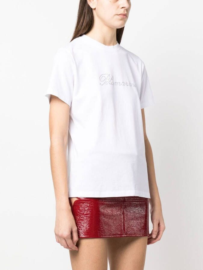 Blumarine T-shirt met logo van stras Wit