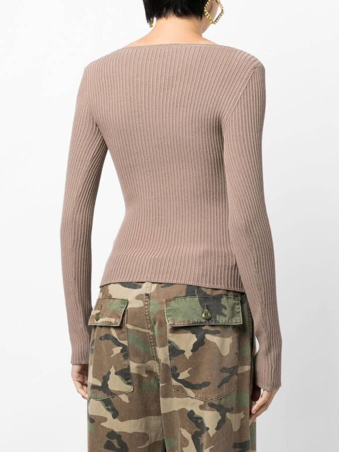 Blumarine Ribgebreide sweater Bruin