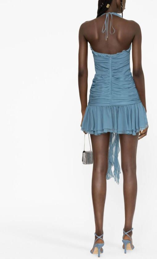 Blumarine Mini-jurk met ruches Blauw