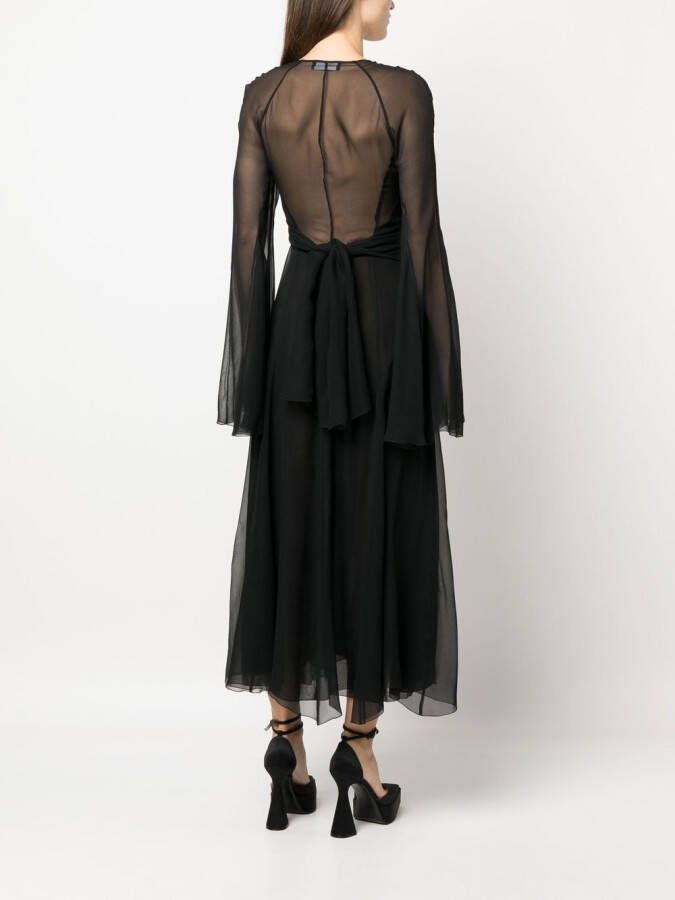 Blumarine Semi-doorzichtige midi-jurk Zwart