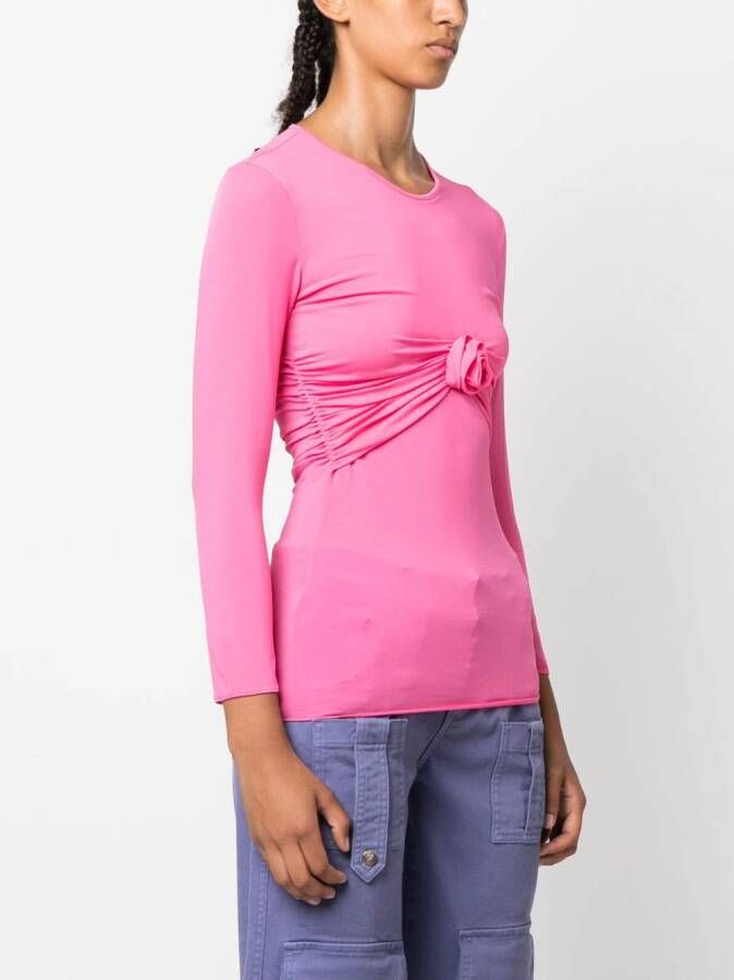 Blumarine T-shirt met bloemenpatch Roze