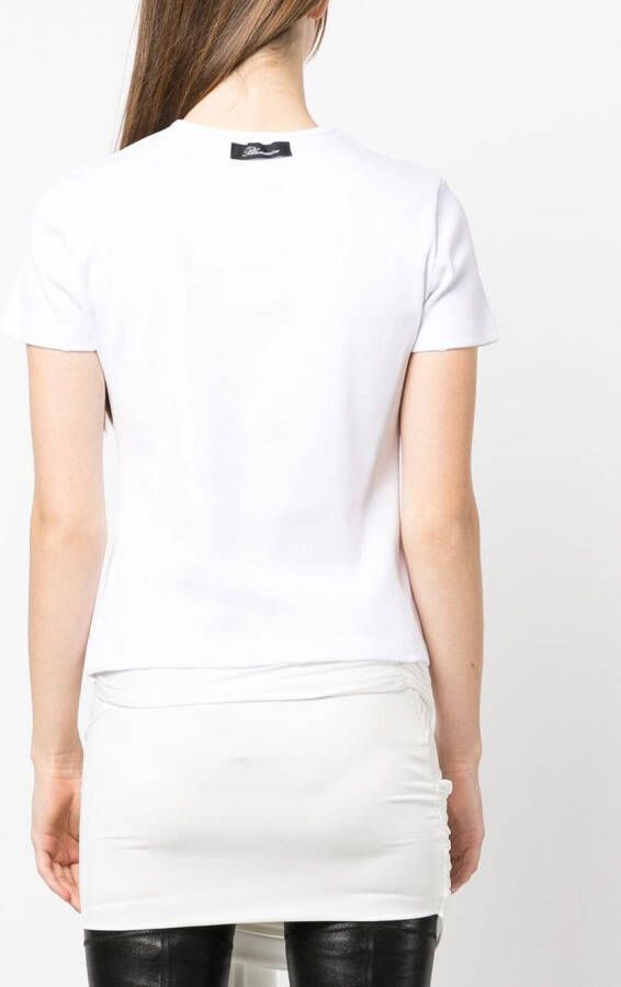 Blumarine T-shirt met geborduurd logo Wit