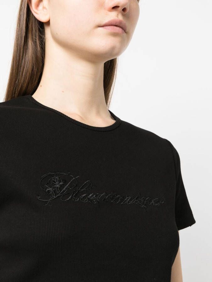 Blumarine T-shirt met geborduurd logo Zwart