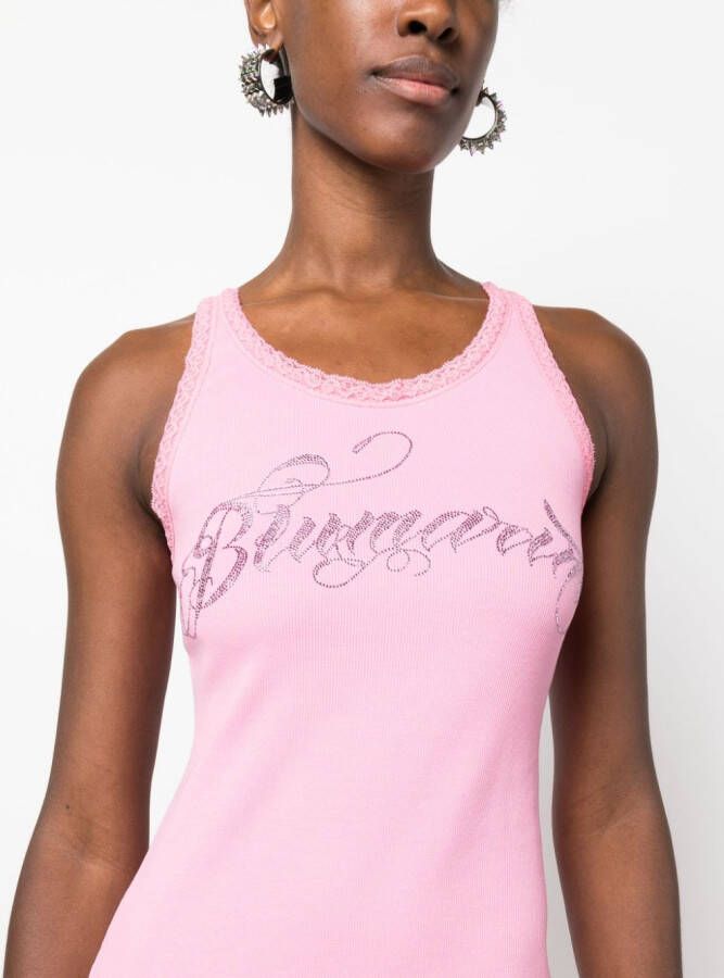 Blumarine Top verfraaid met kristallen Roze