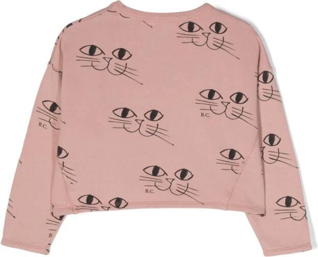 Bobo Choses Sweater met kattenprint Roze